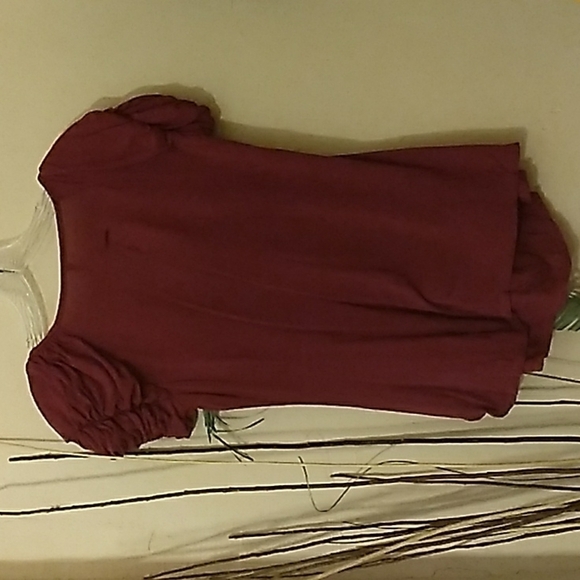Double zero 100% rayon burgundy Fit And Flare top Size Large - Picture 3 of 7